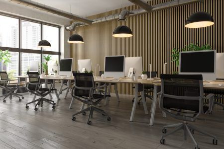Interior of modern office room 3 D rendering